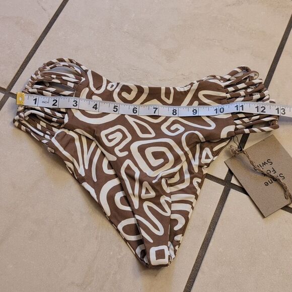 NWT Stone Fox Swim Simone Bottom In Rawhide Swirl Brown White S - Picture 5 of 10